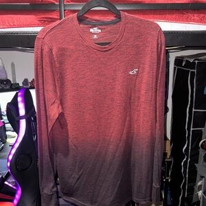 Hollister Men's Maroon Ombre Long Sleeve Tee